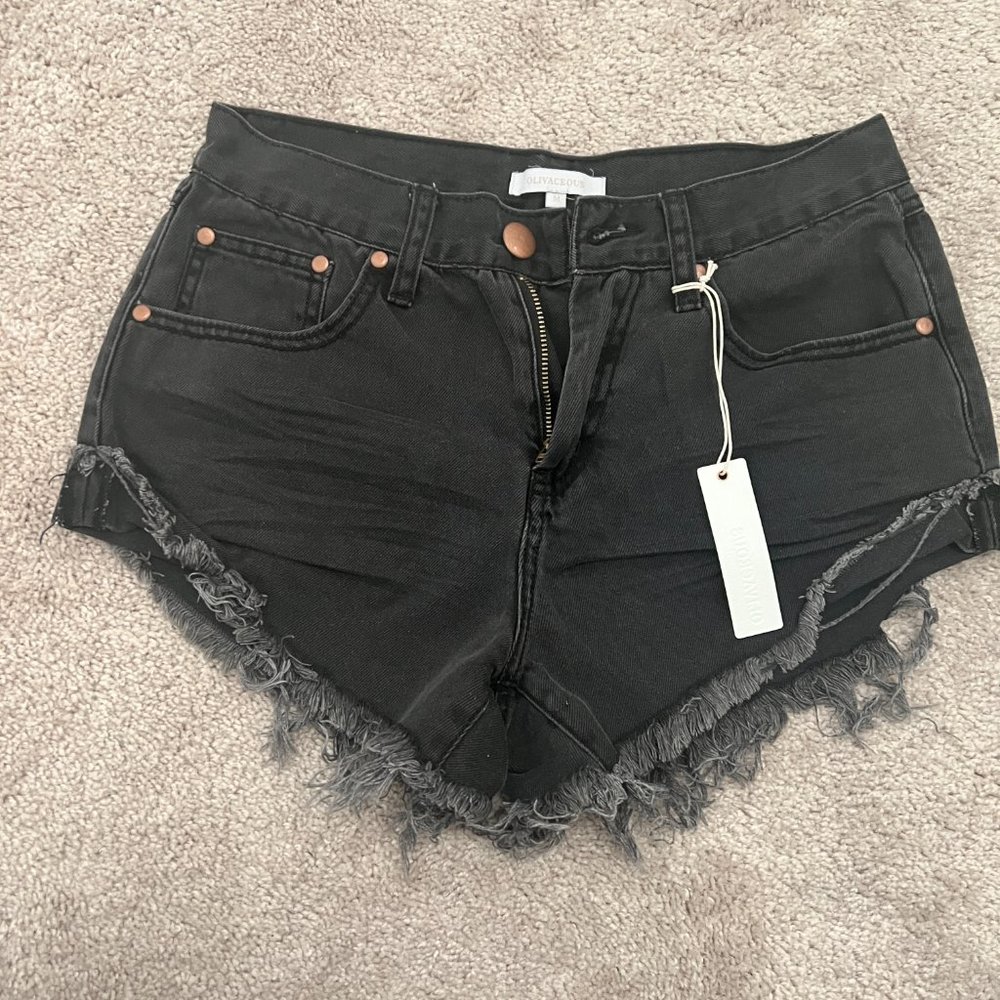 Olivaceous Black Jean Shorts